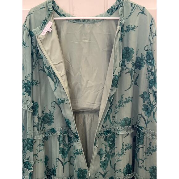 Ivy City Co Geneva Bright Green Floral Maxi Dress Women's Plus Size 4X Indie - Picture 7 of 10